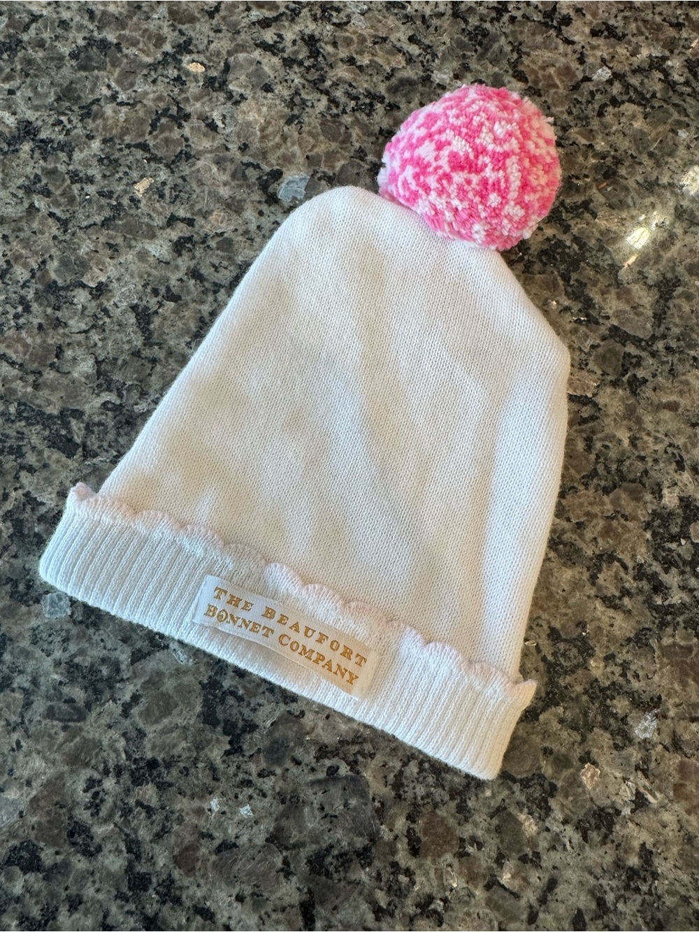 The Beaufort Bonnet Company White Beanie with Pink Pom